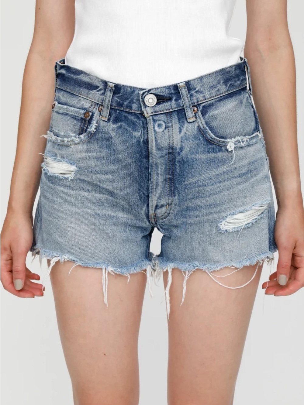 MOUSSY Vintage Blue Jeans Cut Off Distressed Denim Shorts Size 24